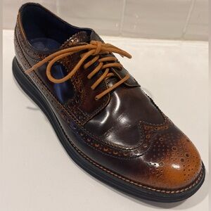 Cole Haan LunarGrand Long Wing Baroque Men’s Oxfords Patent Leather  Size 7.5 W
